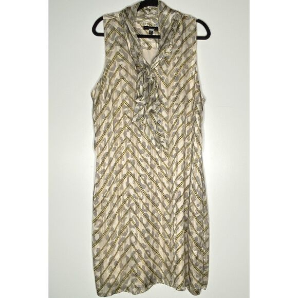 Banana Republic Tie-Neck Animal Leopard Print Pocket Shift Dress Women's Size XL - Picture 1 of 9